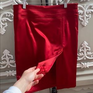 Stunning Red Silky Looking Midi Skirt